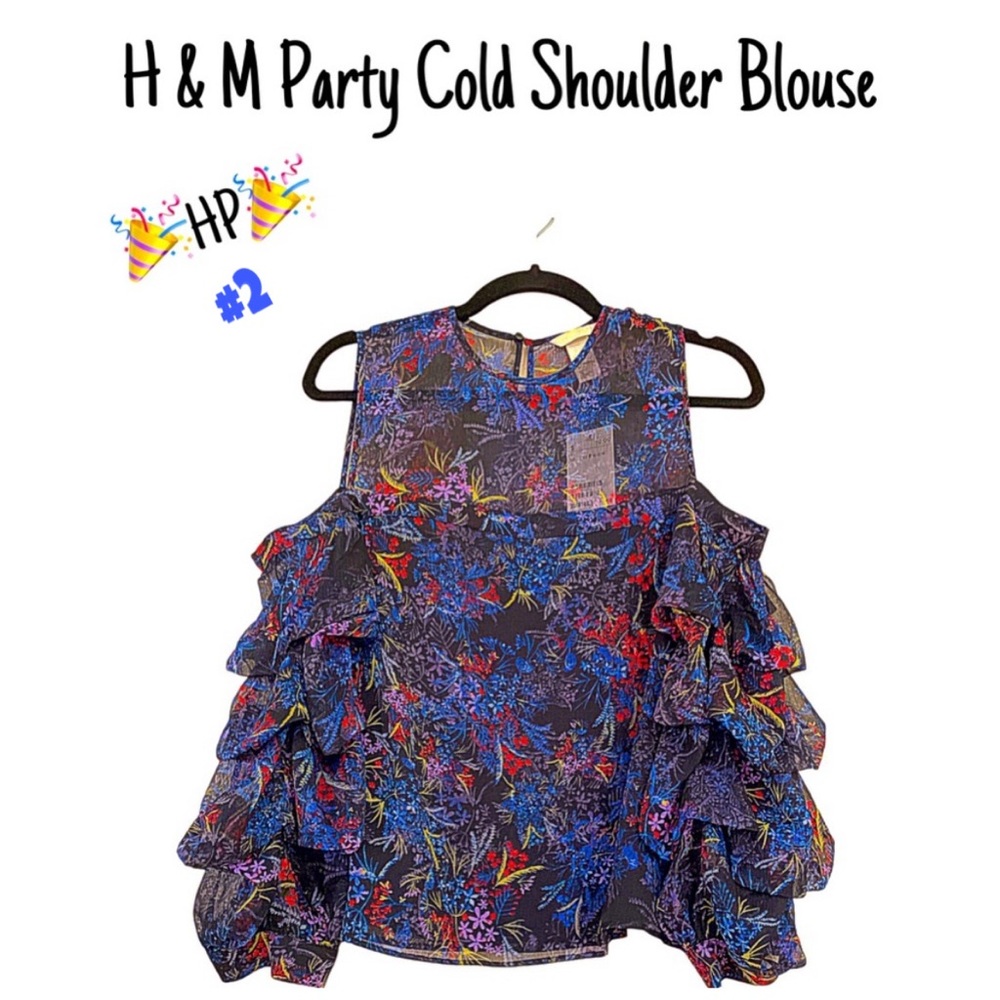 🎉HPx2🎉 NWT H&M Cold Shoulder Floral Blouse (HP for Trending Party 2/4/23)